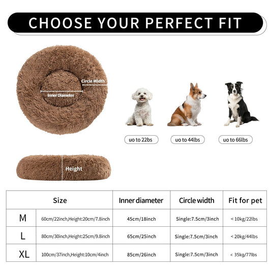 HKM-5623869 Cozy Doughnut-Shaped Pet Bed for Medium to Large Cats and Dogs, Washable Plush Cushion