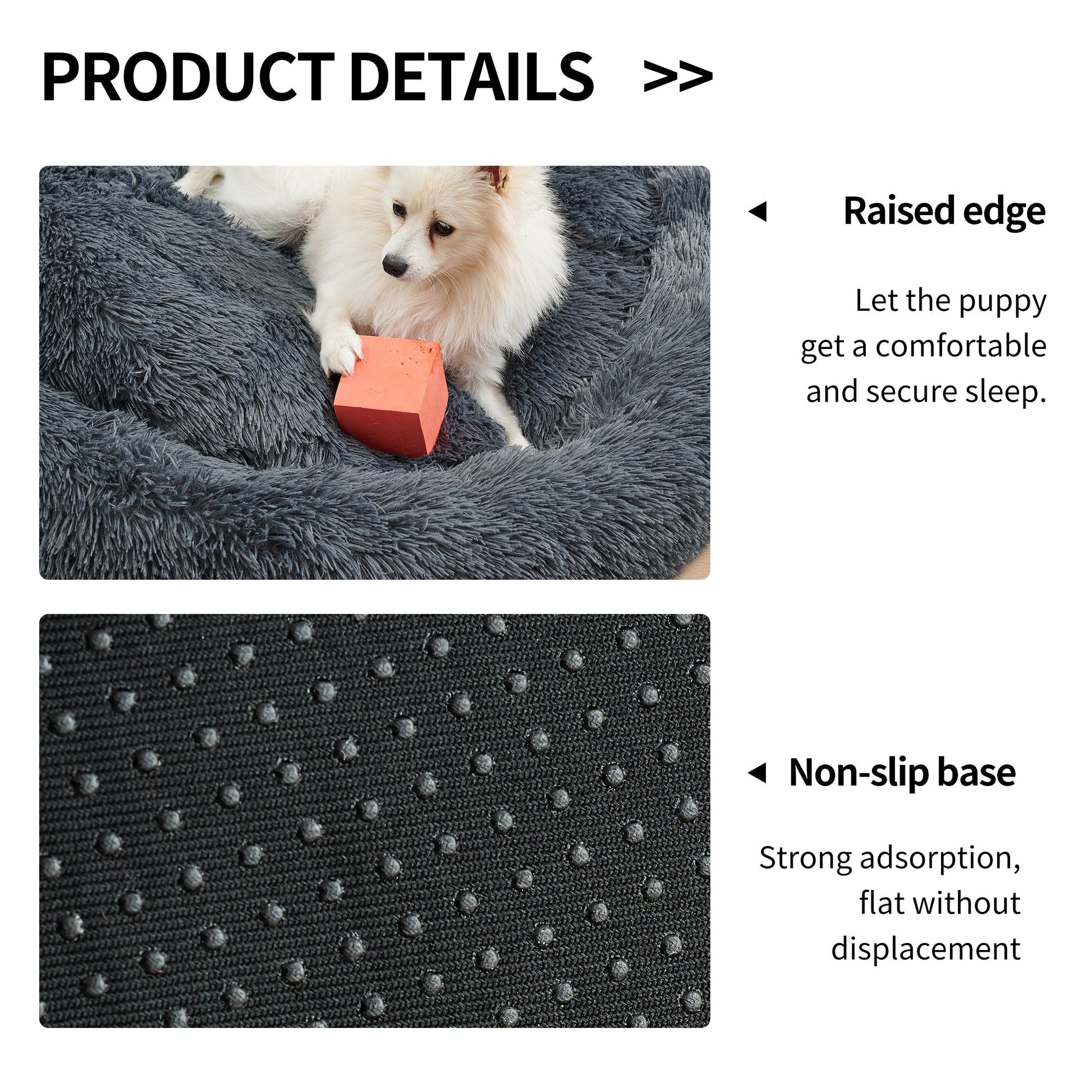 HKM-5623869 Cozy Doughnut-Shaped Pet Bed for Medium to Large Cats and Dogs, Washable Plush Cushion