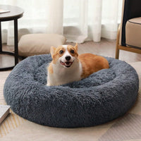 HKM-5623869 Cozy Doughnut-Shaped Pet Bed for Medium to Large Cats and Dogs, Washable Plush Cushion