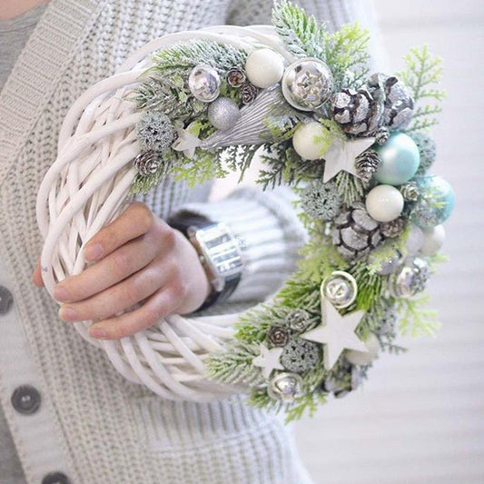 HKM-562387 Christmas Wicker Rattan Decoration Wreath Floral Garland - Available in 10cm, 20cm, 30cm