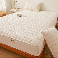 HKM-562451 Quilted Fitted Sheet Cover in Raw Cotton and Soybean Fiber for 1.5m Beds