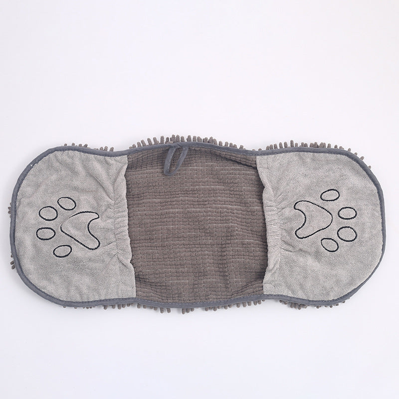 HKM-5625277 Gray Chenille Dog Bath Towel - Highly Absorbent Fiber Pet Towel for After Bath Drying