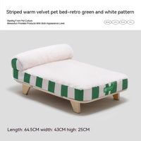 HKM-5625661 Warm Striped Plush Pet Bed for Small to Medium Dogs and Cats, Memory Sponge, Birch Board Structure
