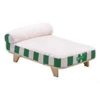 HKM-5625661 Warm Striped Plush Pet Bed for Small to Medium Dogs and Cats, Memory Sponge, Birch Board Structure