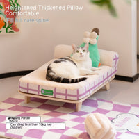 HKM-5625661 Warm Striped Plush Pet Bed for Small to Medium Dogs and Cats, Memory Sponge, Birch Board Structure