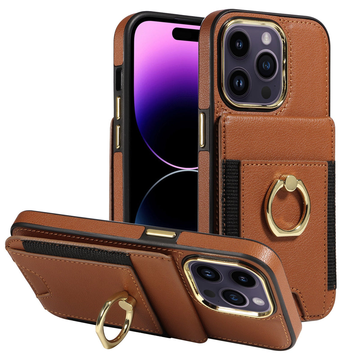 HKM-562707 Universal Leather Wallet Phone Case with Magnetic Closure and Stand Function for iPhone Models