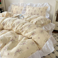 HKM-562771 Washed Cotton Four-Piece Bed Set with Duvet Cover and Sheets in Various Sizes