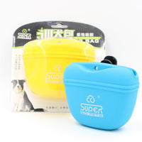 HKM-5627837 Silicone Dog Food Bag - Portable Training Waist Pack for Pet Snacks in Blue, Yellow, and Green