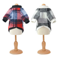 HKM-5627965 Plus Velvet Padded Plaid Shirt for Pets - Lattice Pattern, Soft Material, Available in Multiple Sizes