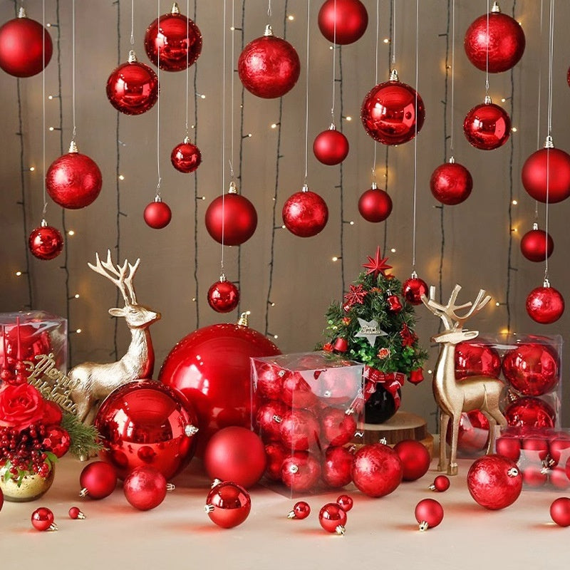 HKM-562899 Electroplated Plastic Christmas Ornament Ball Set - 12 Pack Each in Various Sizes and Finishes