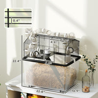 HKM-5629245 Two-Tier Hamster Cage with Tube System and Deep Tray for Dwarf Hamsters and Gerbils