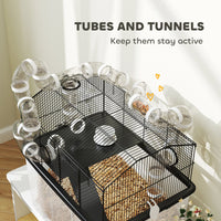 HKM-5629245 Two-Tier Hamster Cage with Tube System and Deep Tray for Dwarf Hamsters and Gerbils