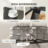 HKM-5629245 Two-Tier Hamster Cage with Tube System and Deep Tray for Dwarf Hamsters and Gerbils