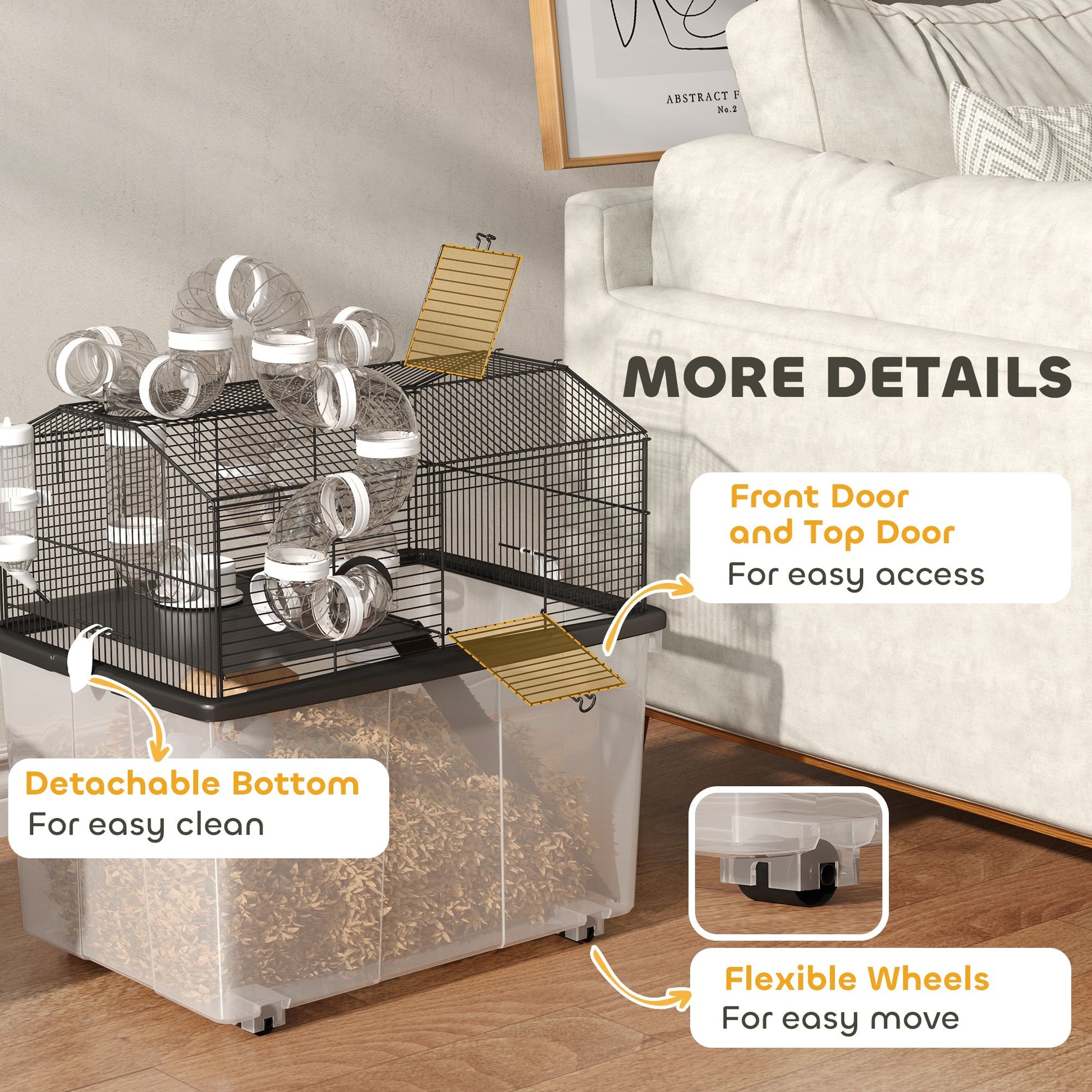 HKM-5629245 Two-Tier Hamster Cage with Tube System and Deep Tray for Dwarf Hamsters and Gerbils