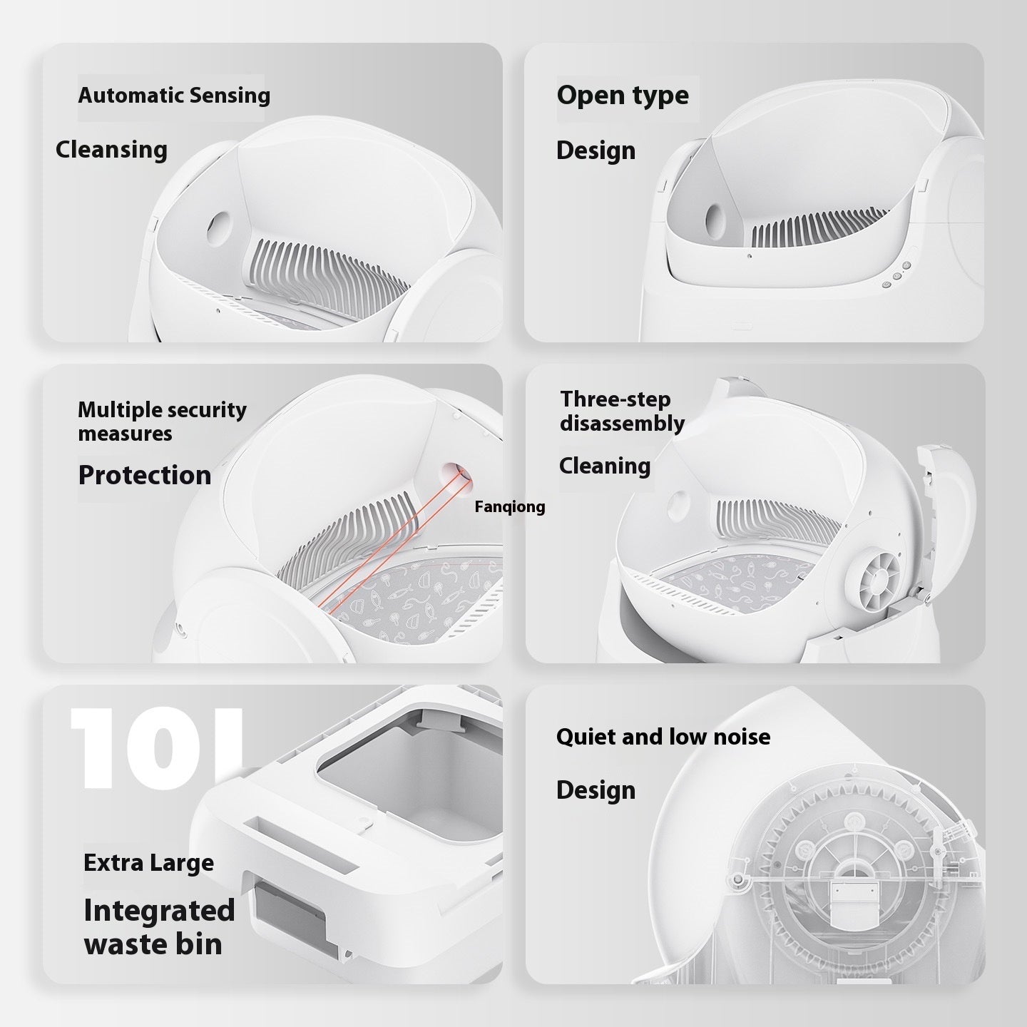 HKM-5629373 Automatic Self-Cleaning Litter Box in White with Deodorizing Features and Accessories