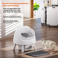 HKM-5629373 Automatic Self-Cleaning Litter Box in White with Deodorizing Features and Accessories
