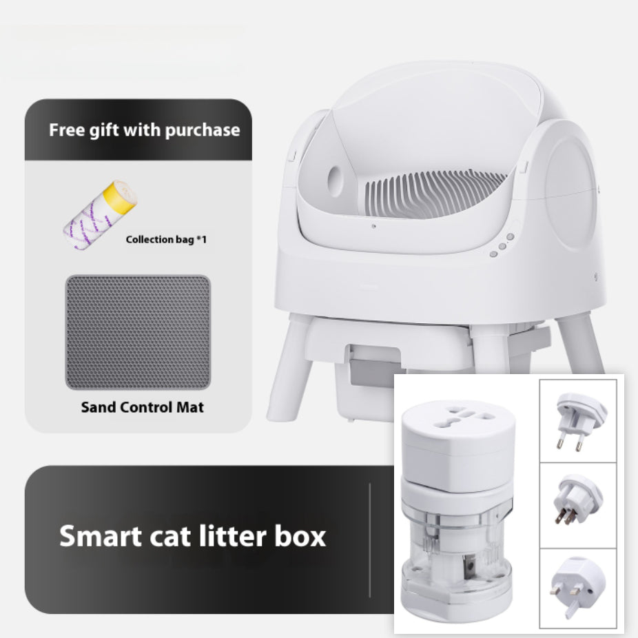 HKM-5629373 Automatic Self-Cleaning Litter Box in White with Deodorizing Features and Accessories