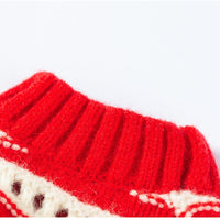 HKM-5630141 Knitted Cherry Pullover Sweater for Small Dogs and Cats, Soft and Warm, Red and White Striped Design
