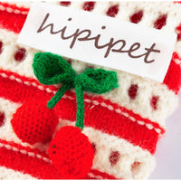 HKM-5630141 Knitted Cherry Pullover Sweater for Small Dogs and Cats, Soft and Warm, Red and White Striped Design