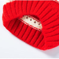 HKM-5630141 Knitted Cherry Pullover Sweater for Small Dogs and Cats, Soft and Warm, Red and White Striped Design