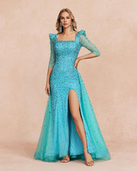 HKM-563155 Elegant Blue Evening Dress - Style EZ25096