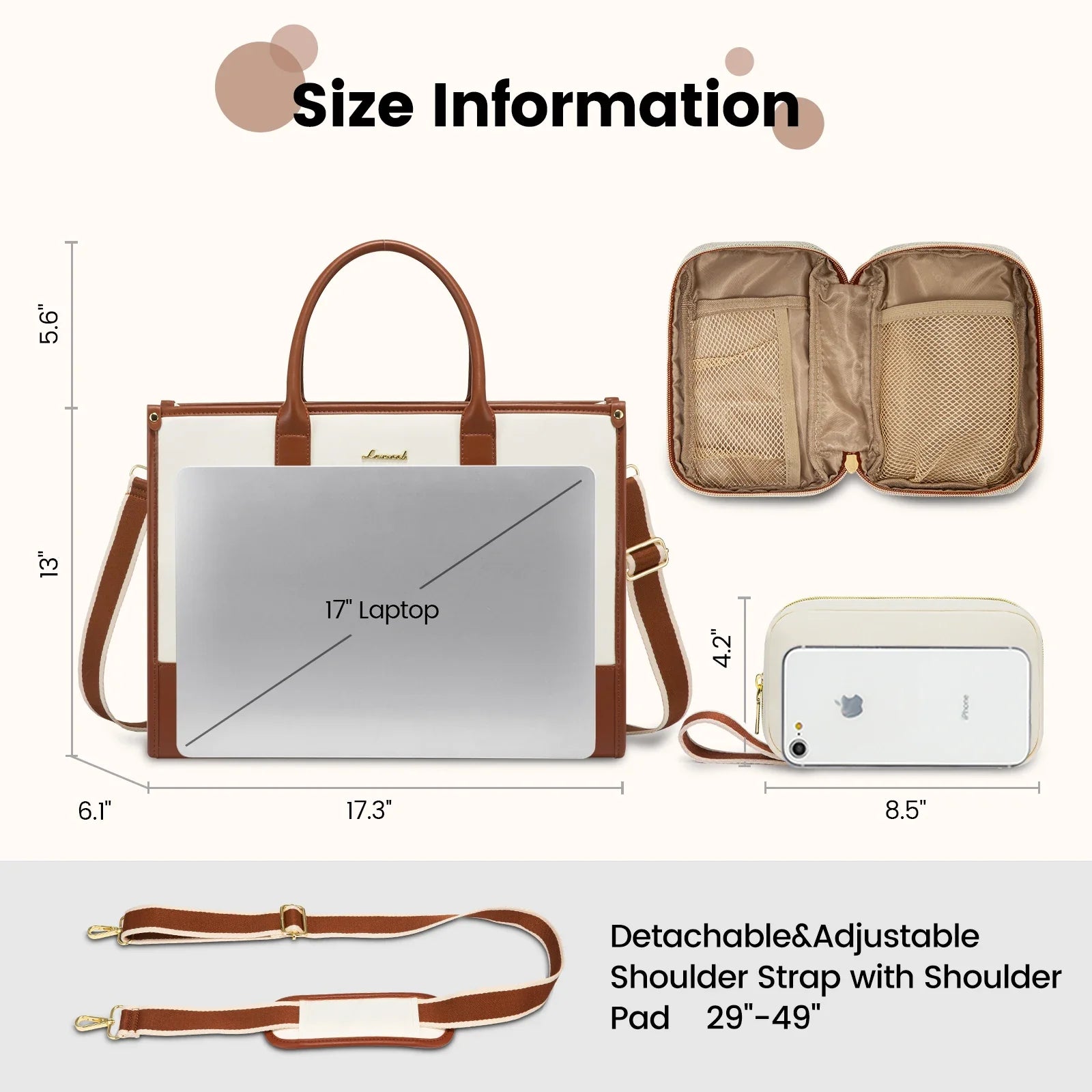 HKM-563155 Lightweight Laptop Tote Bag for Women - 15.6 Inch Large Teacher Purse and Briefcase for Office Use