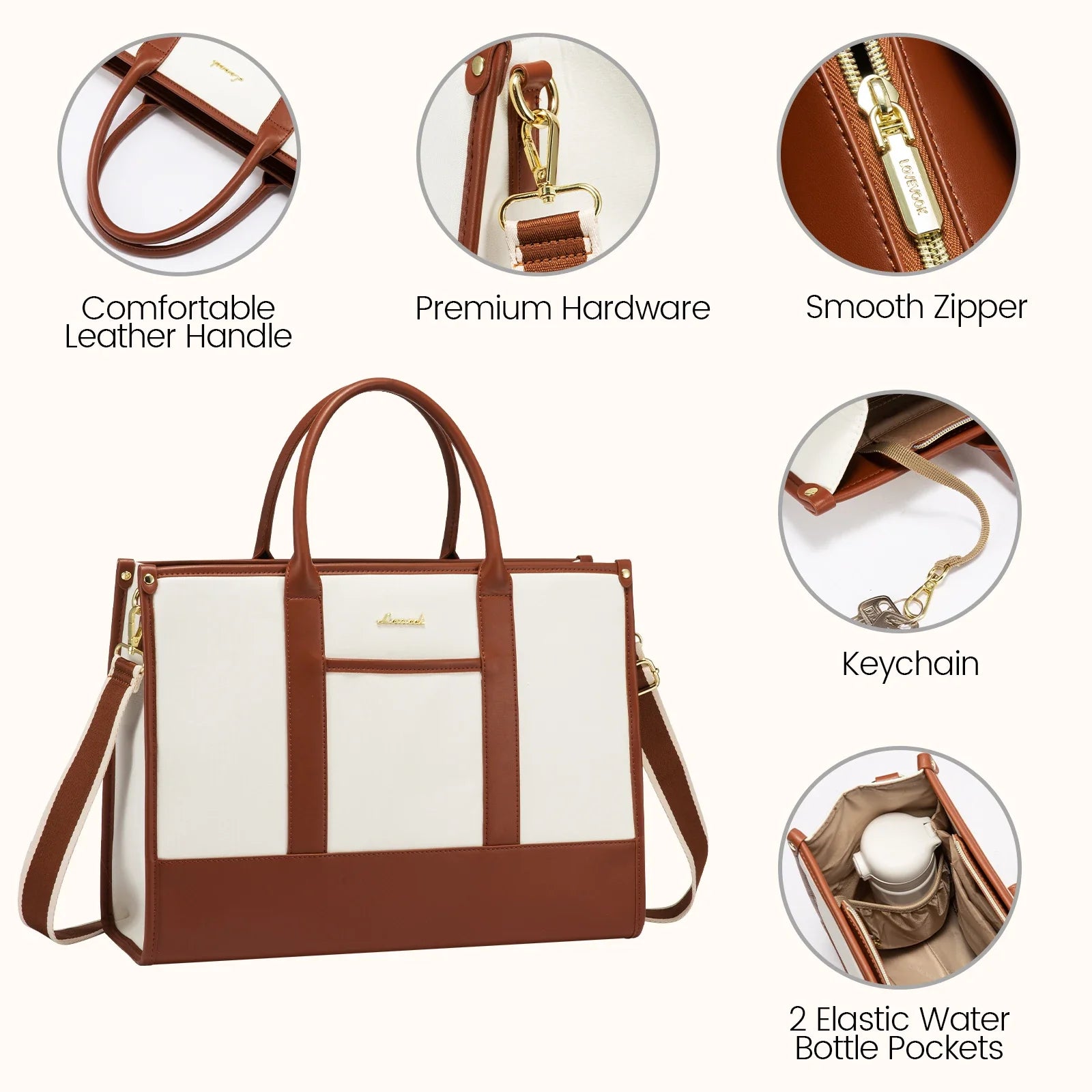 HKM-563155 Lightweight Laptop Tote Bag for Women - 15.6 Inch Large Teacher Purse and Briefcase for Office Use