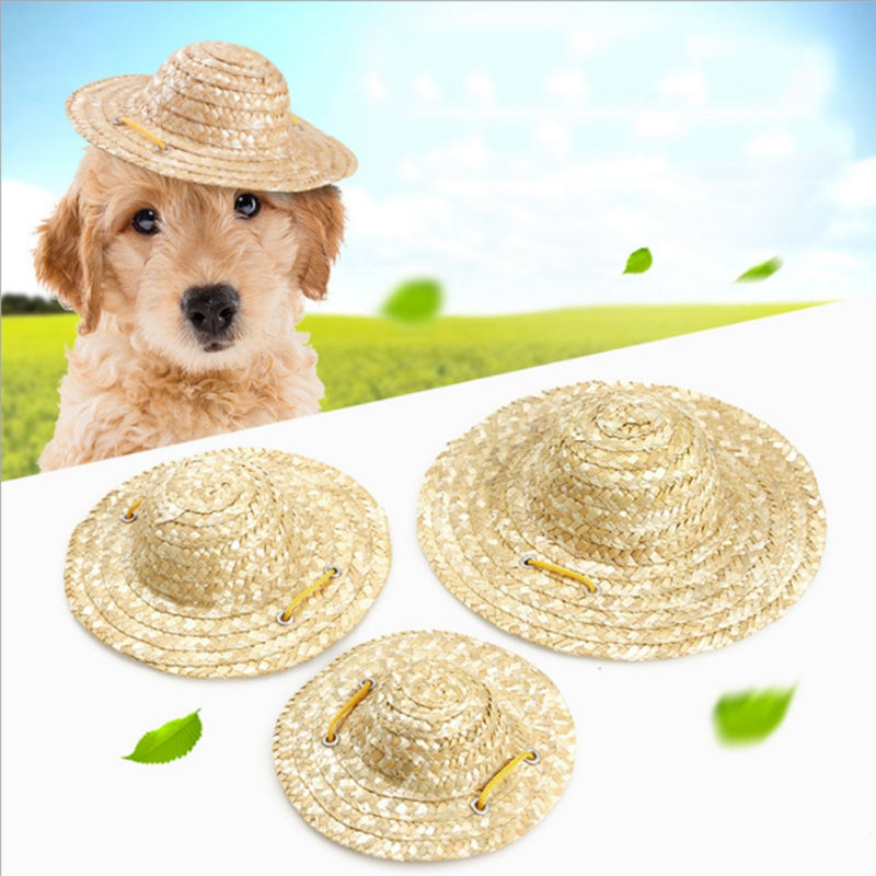 HKM-5631933 Stylish Woven Straw Hat for Dogs - Adjustable, Breathable, and Comfortable Design