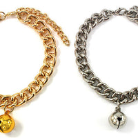 HKM-5633341 Monochrome Aluminum Dog Collar in Silver or Gold - Hip Hop Style, Size S/M