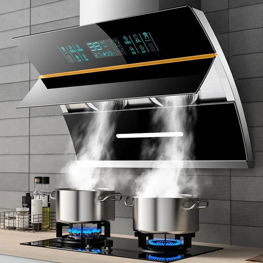 HKM-563347 Sleek Glass Side Wall Range Hood with High Suction Power for Kitchen - 75/90cm Cooker Hood Extractor