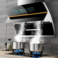 HKM-563347 Sleek Glass Side Wall Range Hood with High Suction Power for Kitchen - 75/90cm Cooker Hood Extractor