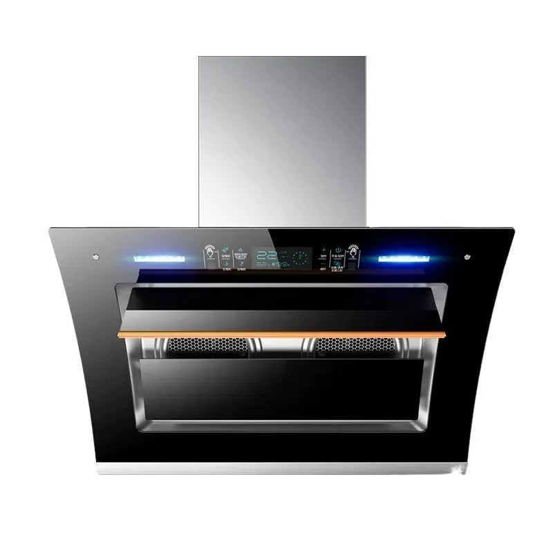 HKM-563347 Sleek Glass Side Wall Range Hood with High Suction Power for Kitchen - 75/90cm Cooker Hood Extractor