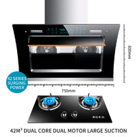 HKM-563347 Sleek Glass Side Wall Range Hood with High Suction Power for Kitchen - 75/90cm Cooker Hood Extractor