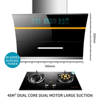 HKM-563347 Sleek Glass Side Wall Range Hood with High Suction Power for Kitchen - 75/90cm Cooker Hood Extractor
