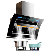 HKM-563347 Sleek Glass Side Wall Range Hood with High Suction Power for Kitchen - 75/90cm Cooker Hood Extractor