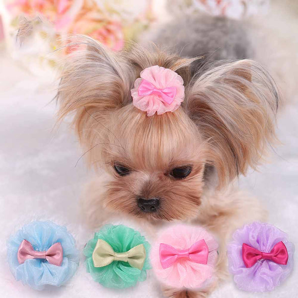 HKM-5633597 Cute Organza Bubble Hairpin for Pets ¨C Available in Pink, Green, Purple, and Blue, 4-5cm Diameter