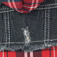 HKM-5633725 Casual Denim Vest for Dogs - Red and Blue Plaid Options Available in Various Sizes