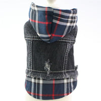 HKM-5633725 Casual Denim Vest for Dogs - Red and Blue Plaid Options Available in Various Sizes