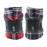 HKM-5633725 Casual Denim Vest for Dogs - Red and Blue Plaid Options Available in Various Sizes