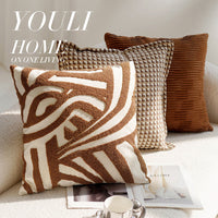 HKM-563411 Cream Color Advanced Retro Style Knotted Pillow Cover - Square, 45x45cm, Various Unique Patterns