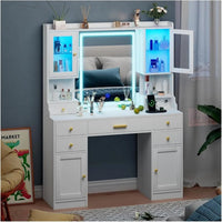 HKM-563475 Elegant Vanity Table with Mirror and Storage Drawers for Organising Beauty Essentials