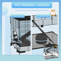 HKM-5635005 Spacious 3-Tier Hamster Cage with Tempered Glass Bottom and Accessories