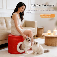 HKM-5635389 All-Season Enclosed Cat House - Warm PVC Can-Shaped Cat Bed