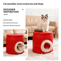 HKM-5635389 All-Season Enclosed Cat House - Warm PVC Can-Shaped Cat Bed