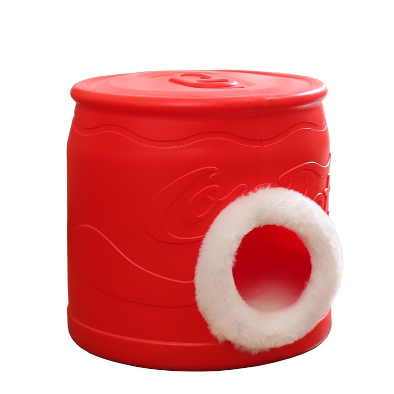 HKM-5635389 All-Season Enclosed Cat House - Warm PVC Can-Shaped Cat Bed