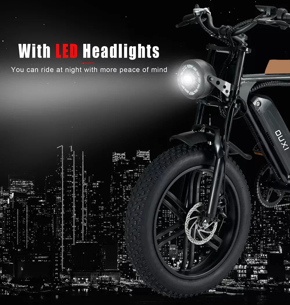 HKM-563539 20 Inch 750W Electric Fat Tire Bike with 7-Speed Gear System and Double Disc Brake