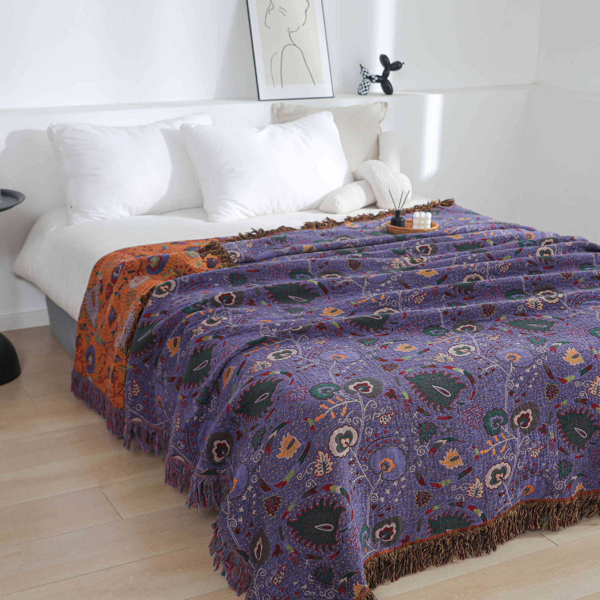 HKM-563603 Washed Jacquard Cotton Nap Blanket in Various Sizes