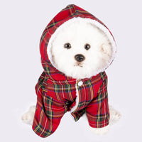 HKM-5636413 Plaid Dog Hooded Sweater in Multiple Colors for Pets