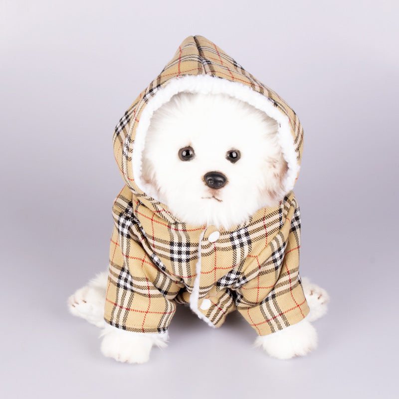 HKM-5636413 Plaid Dog Hooded Sweater in Multiple Colors for Pets