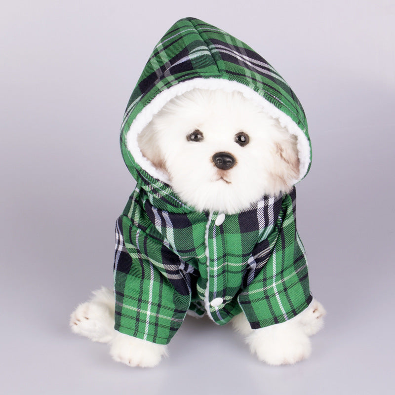HKM-5636413 Plaid Dog Hooded Sweater in Multiple Colors for Pets